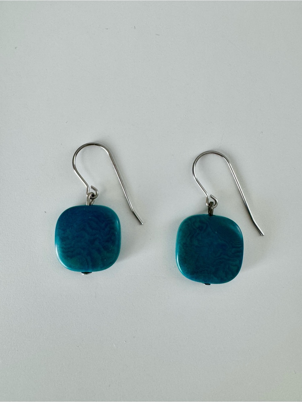 Blue Teal Square Drop Earrings - Women Jewelry